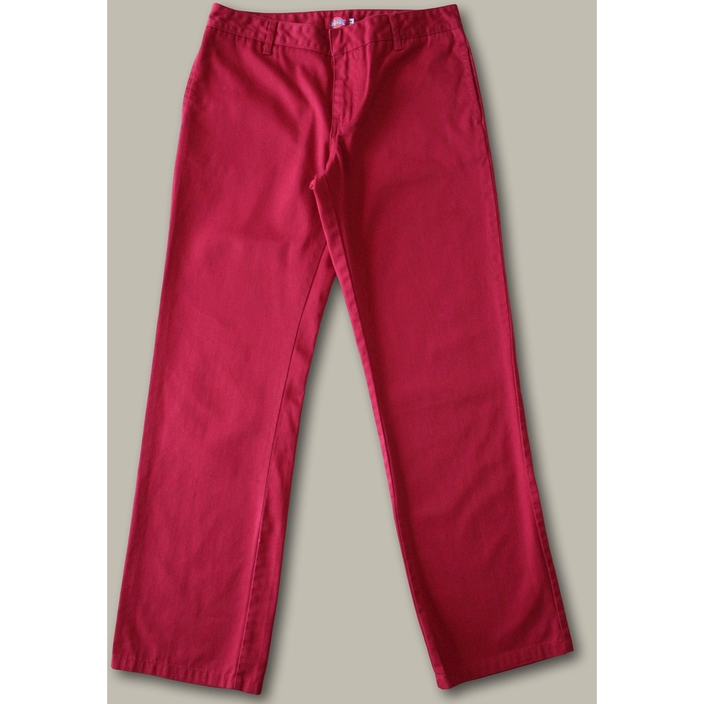Dickies Girl AL874G Skater Streetwear Work Pants Size 11 Red Straight Leg Twill